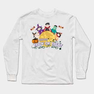 Cute cartoon Happy Halloween.Trick or Treat. Long Sleeve T-Shirt